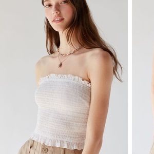 Urban Outfitters Leo Smocked Ruffle Tube Top